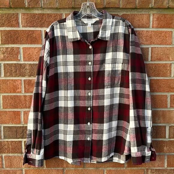 Garnet Hill Button Up Flannel Shirt sz 16 Plaid - Picture 2 of 13